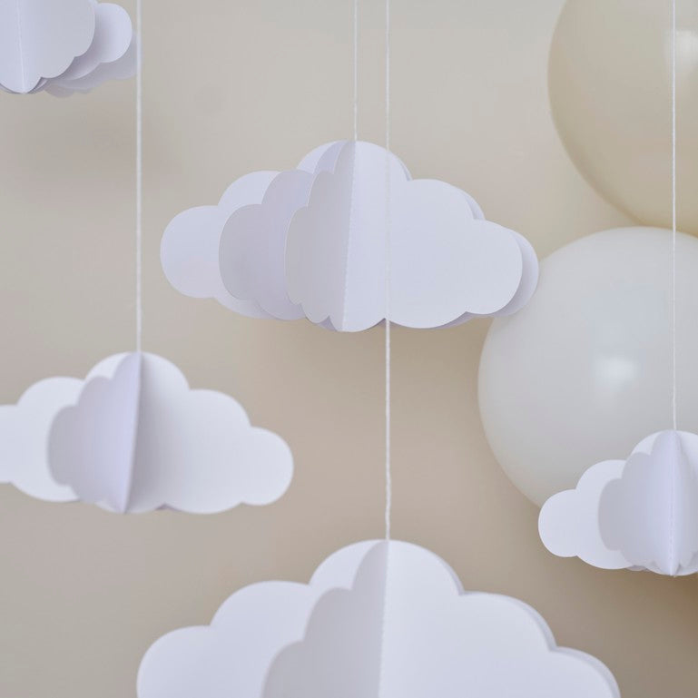 White 3D Hanging Cloud Decorations