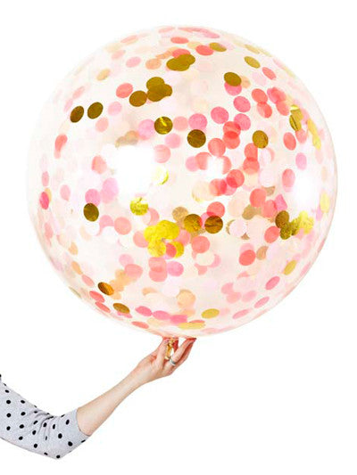 JUMBO Clear Pink Shimmer Confetti Filled Balloon