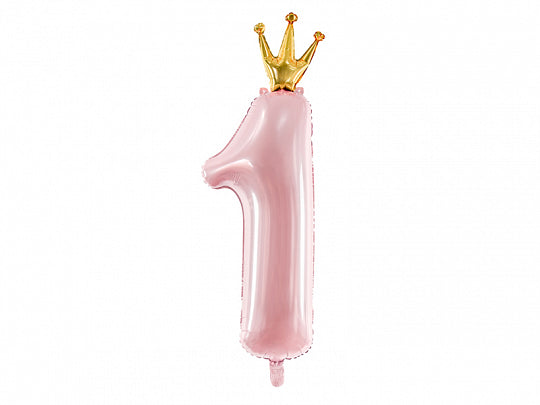 Pastel Pink Number 1 Crown Balloon