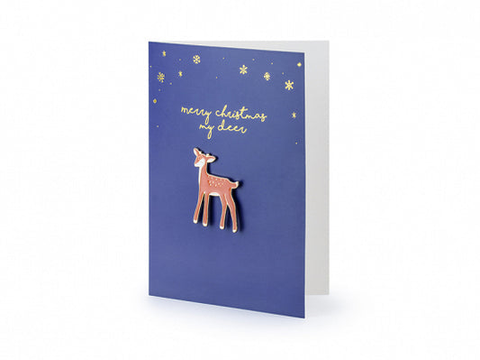 Merry Christmas My Deer Card with Enamel Deer Badge