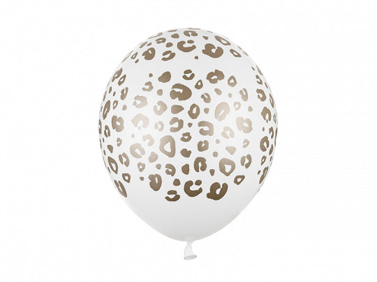 White + Gold Spots Leopard Print Balloon - 30cm