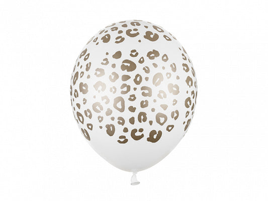 30cm White + Gold Spots Leopard Print Balloon