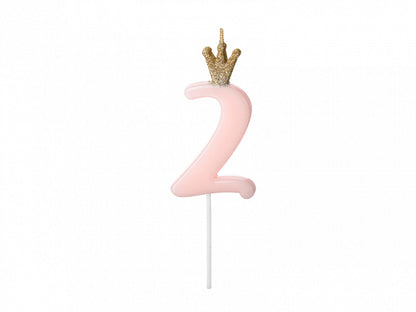 Pink Number Crown Birthday Candle