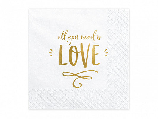 all you need is LOVE Gold Foiled Paper Napkins