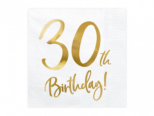 30th Birthday Gold Foiled Paper Napkins