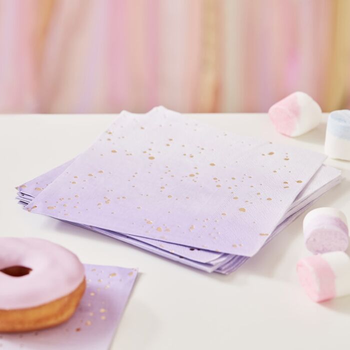 Gold Foiled Lilac Ombre Paper Napkins