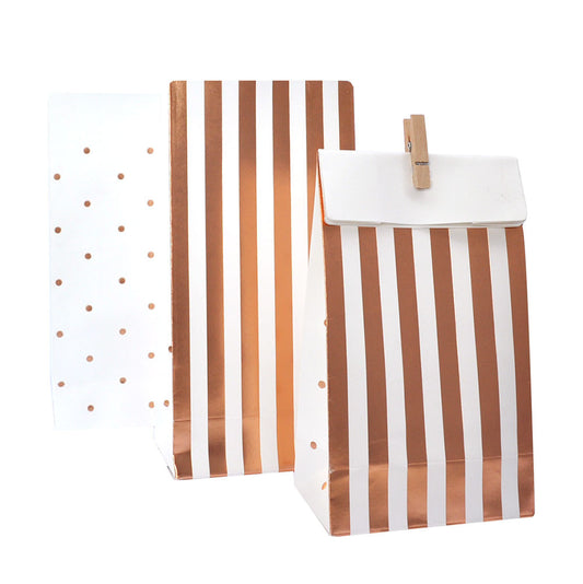 Rose Gold Stripe & Spot Treat Bags - Pack of 10
