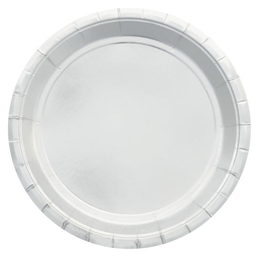 Silver Foil Paper Dinner Plates - Pack of 10