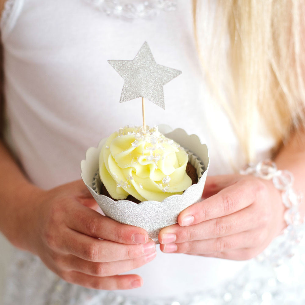 Silver Glitter Cupcake Wrappers