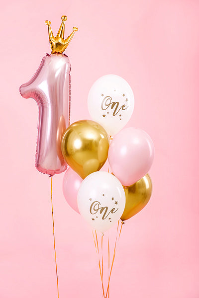 One Balloon Bouquet - Pastel Pink + Gold